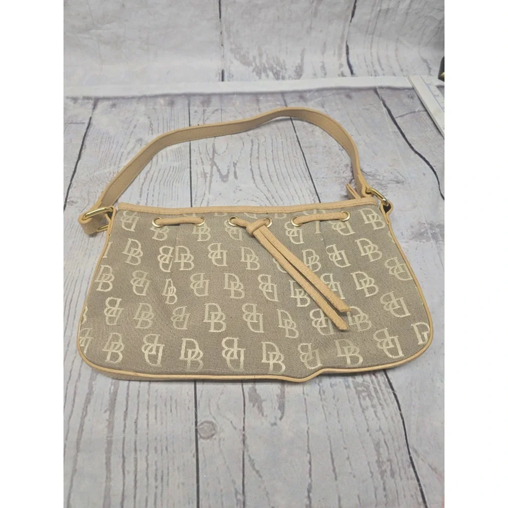 Vintage Dooney & Bourke 1975 Signature Monogram Purse – Gray/Blue Canvas